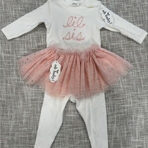 Lil Sis White and Pink Tutu Onesie